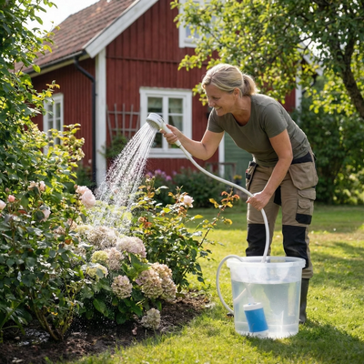 Portabel vannpumpe: Sett med slange og munnstykker