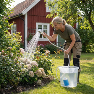 Portabel vannpumpe: Sett med slange og munnstykker